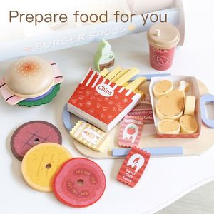 ชุดของเล่นครัวไม้สำหรับเด็กเล็ก ชุดอาหารจำลอง เคาน์เตอร์แฮมเบอร์เกอร์ - Product Image 6