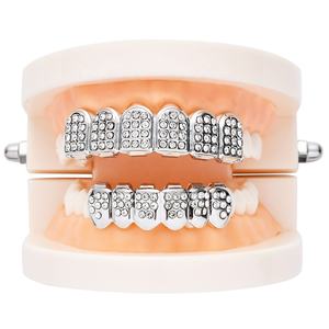 All'ingrosso Halloween in ottone lucido in oro placcato denti Grillz <span class=keywords><strong>Fine</strong></span> Hip Hop gioielli per il corpo per gli uomini Rapper all'ingrosso di Halloween bretelle - Product Image 1