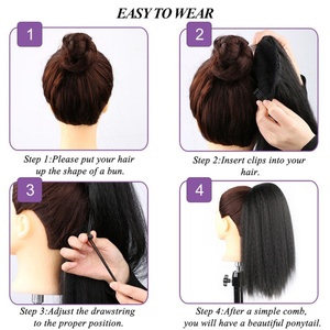 Dây kéo <span class=keywords><strong>ponytail</strong></span> tóc mở rộng 22 inch tổng hợp <span class=keywords><strong>clip</strong></span> trong afro kinky thẳng <span class=keywords><strong>ponytail</strong></span> hairpieces với ban nhạc đàn hồi Lược - Product Image 4