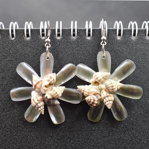 Boucles d'oreilles en coquillage conque pour femmes, accessoires de bijoux, en forme de fleur, petite taille, tendance, - Product Image 5