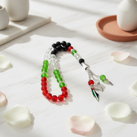 Bijoux de mode musulmans, perles en cristal aux couleurs du drapeau (rouge, vert, blanc, noir) des Émirats arabes unis, du Koweït et de la Palestine, 33 pièces, KWTQ33