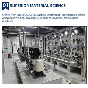 خزان مياه كبير من الفولاذ المجلفن بالغمس الساخن سعة 5000 لتر مع وعاء ضغط، هيكل فولاذي علوي - Product Image 3