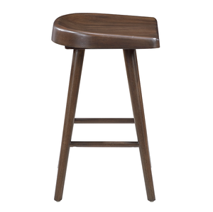 Brown Finish Modern Counter Height <b>Stools</b> <b>Set</b> of 2 Saddle Seat Sturdy Wood Frame Furniture for Hotel Dining Ergonomic Design - Product Image 5