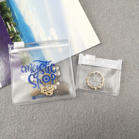 Pochette zippée personnalisée avec logo imprimé pour bijoux, sac en PVC transparent holographique avec fermeture éclair coulissante pour boucles d'oreilles/colliers