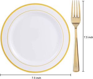 Wholesale Luxury Golden Rim White Bone China Dinner <b>Plate</b> 6/7/8/10 Inch 50pcs Eco-Friendly Europe Style - Product Image 2