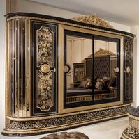 Lit Double Tissu Bois Massif Ensemble de Meubles de Chambre Armoire Lit Classique Française Mobilier de Chambre Moderne et Luxueux