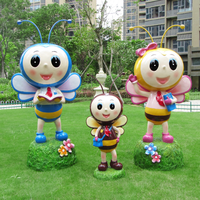 Vente pour extérieur ferme parc moderne Pop Art ornement dessin animé abeille fibre de verre Animal abeille Statue Sculpture