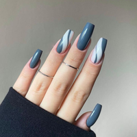 Art de faux ongles cercueil longs, naturels, avec couverture complète, réutilisables et durables, à presser, avec boîte, 24 pièces