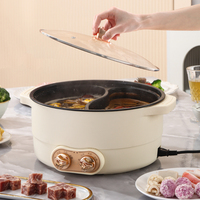 Casserole électrique à 2 compartiments avec cuve intérieure en céramique, 1600W, double commande, multifonction, pour la cuisine