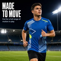 T-shirt de sport personnalisé à séchage rapide, imprimé par sublimation géométrique multicolore, pour équipes et clubs (OEM/ODM)