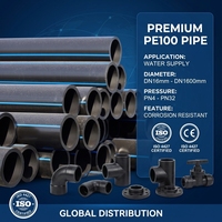 Tuyau d'eau en HDPE, rayures bleues, tuyau en polyéthylène noir, tuyau en plastique PE100 PE 80
