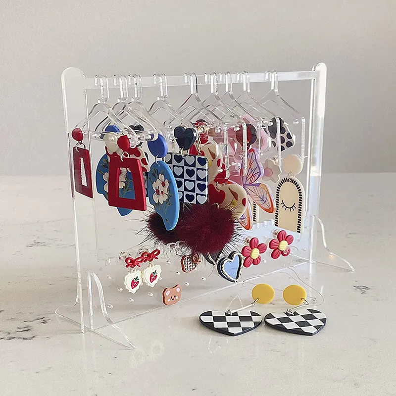 Custom Cute Earring Rack Holder Coat Hangers Stand Acrylic Earring Display Stand Necklace Organizer