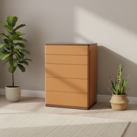 Commode moderne en bois massif à cinq niveaux avec armoire à tiroirs en cuir - Meubles de luxe pour chambre à coucher et salon, respectueux de l'environnement