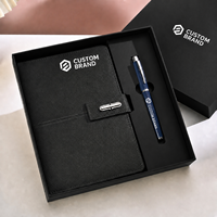 Coffret Cadeau en Cuir PU Rigide avec Clé USB, Carnet A5 Personnalisable en Papier Épais pour Étudiants, avec Recharges de Stylo et Sac Cadeau