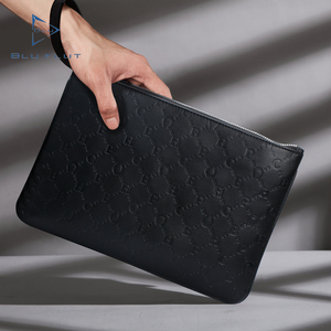 Pochette da uomo all'ingrosso di vendita calda rfid portafoglio in vera pelle busta busta cerniera logo in rilievo pieno pochette <span class=keywords><strong>nera</strong></span> vintage - Product Image 2