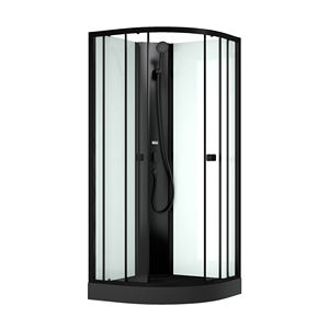 Cabina de ducha multifuncional de cuarto de círculo deslizante moderna Oumeiga, Marco cepillado, aluminio, fácil apertura para baño de apartamento - Product Image 2