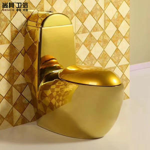 Inodoros de descarga chapados en oro de estilo europeo ahorradores de agua y silenciosos con accesorio de baño de control remoto incluido - Product Image 5