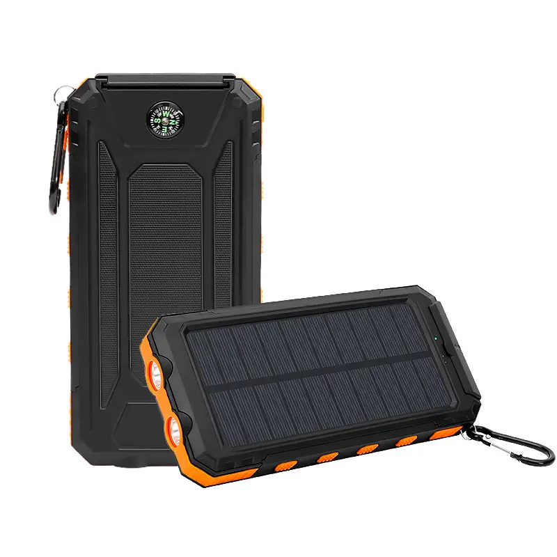 Solar Power Bank Charger For Camping Travel waterproof outdoor power bank with flashlight 10000mah portable charger for iphone