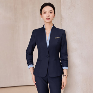 Women's Suit Set Gray Polyester Office Lady Anti-Wrinkle Full Sleeve Autumn Wear - Product Image 2