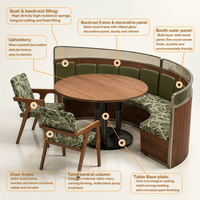 Ensemble de mobilier de restaurant tout-en-un : banquettes semi-circulaires, chaises et tables à motif feuilles tropicales – Vente en gros