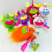 Porte-clés en peluche monstre en gros, porte-clés de dessin animé personnalisé avec pompon, pendentif de sac moelleux pour voiture