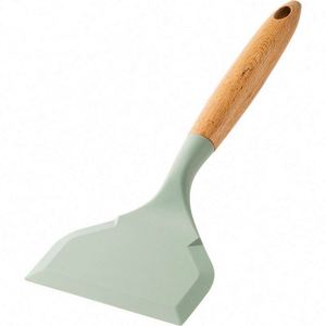Kitchen Accessories Short Wide Fried Spatula Turner Silicone Pancakes Shovel With Wooden Handle for Egg <b>Cookie</b> - Product Image 1