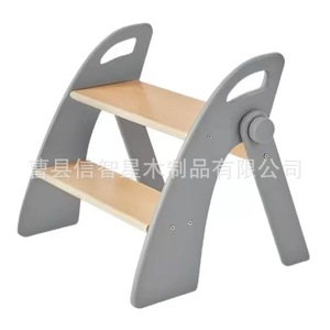 <b>Foldable</b> Wooden <b>Step</b> Stool For Kids Bathroom Toilet Gray Blue 2-4 Years Multifunctional Non Slip Design - Product Image 2