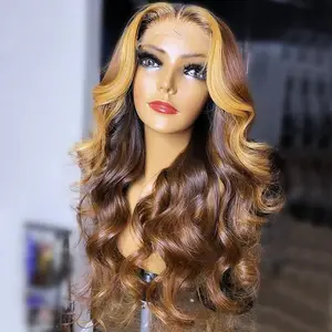 Highlight Honey Blonde Body Wave HD Lace Frontal Wig Colored Lace Front Human Hair Wigs For Black Women