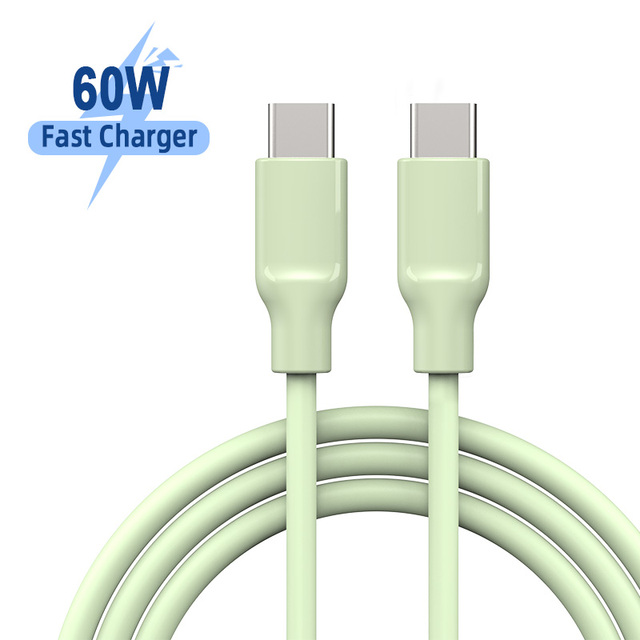 New Design 60W USB C to USB C Silicone Cable 1m Super Soft PD Fast Charging Type C Cable for I Series 15 16 17 Pro Max