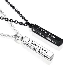 Stainless Steel Wish Accessory Men Pendant Necklace Color Silver Simple Women Black Light Luxury Couples Jewelry Wholesale