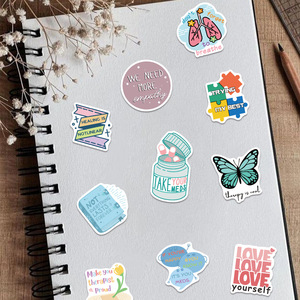 50Pcs Coloré Restez Phrases Positives Graffiti Autocollants <span class=keywords><strong>pour</strong></span> Livre Décor Santé Mentale Inspirant Cadeau Autocollant - Product Image 6
