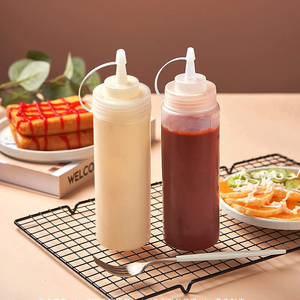Wholesale Food Grade PE Cylinder Plastic Tip Squeeze Chili Hot <b>Sauce</b> BBQ Ketchup <b>Tomato</b> Salad <b>Bottle</b> with Scale - Product Image 2