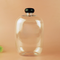 Botella de Bebidas Ovalada Plana de Grado Alimenticio de 250 ml, 350 ml, 500 ml, Botella de Licor de Forma Redonda con Tapa Redonda para Vino de Frutas y Jugos