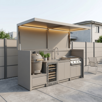 Ensemble de cuisine extérieure en acier inoxydable ODM Cool Colors, abri de jardin étanche pour divertissements en plein air, pod de cuisine BBQ avec évier pour villa