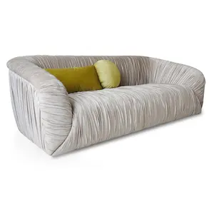 Sofá longo de veludo moderno, sofá de veludo com 3 lugares para sala de estar