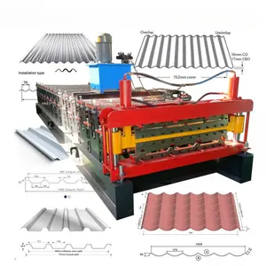 Çinko Caigang watt oluklu sac rulo şekillendirme makinesi çatı levha kiremit yapma makineleri inşa için galvanizli çatı levhaları