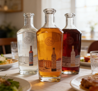 Botol Anggur Kaca 700ml 750ml Grosir Pabrik, Dapat Didaur Ulang, untuk Vodka, Whisky, Rum, dengan Tutup Gabus