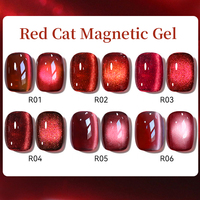 UR SUGAR Gel magnétique automne hiver chat rouge marque privée couleur cerise ongles gel yeux de chat scintillant