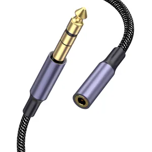 Adaptador de Jack de auriculares de 6,35mm, 1/4 a 3,5mm, 1/8 a 1/8 pulgadas, Cable de extensión hembra a 1/4 macho, Audio de 3,5 a 6,35