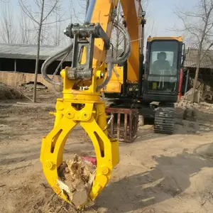 Excavator Accessories Tree Cutting Machine Hydraulic Rotary Grab Head Log Grab Saw