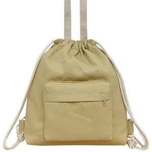 Mochila de lona con cordón, mochila de viaje informal con asa, bolsa de libros duradera para estudiantes