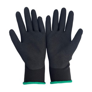 Gants de travail en <span class=keywords><strong>latex</strong></span> enduit personnalisés 15G pour la construction industrielle, en polyester noir, avec revêtement en <span class=keywords><strong>latex</strong></span> noir sablé, gants de sécurité pour le travail - Product Image 4
