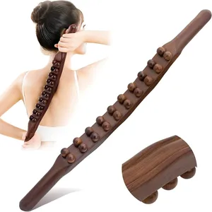 Double Row 20 Beads Point Treatment Guasha Stick Wood Massage Therapy Tools for Belly,Back,Leg