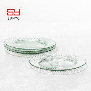 SUNYO Venta al por mayor Restaurante Platos Juegos Vajilla Vidrio Cargador Platos Vidrio Ensalada Postre Cena Plato Set <span class=keywords><strong>de</strong></span> Lujo - Product Image 2