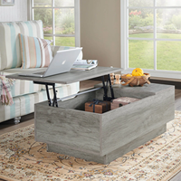Mode moderne, fonctionnalité en bois, table basse avec plateau élévateur, table basse avec rangement pour meubles de salon