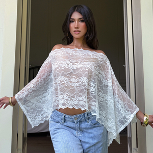 Chal de encaje asimétrico transparente y elegante para mujer, estilo sexy y versátil para vacaciones - Product Image 5