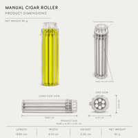 Rouleuse à cigares manuelle jaune moderne en plastique, pour tabac, avec boîtier transparent à facettes et base striée, cadeau pour hommes, pour bar lounge