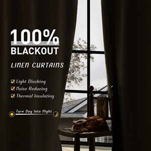 Cortinas Opacas Impermeables Ecológicas de Mezcla de Lino Mejorada con Reducción de Ruido y Estilo Moderno para Control de Luz en Todas las Estaciones - Product Image 6