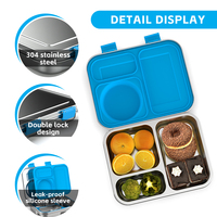AOHEA Boîte à bento en acier inoxydable pour enfants avec pot à soupe Boîte à lunch pour garderie et école Boîte à lunch en acier inoxydable à 3 compartiments