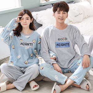 Pijamas de franela de manga larga para parejas, ropa de dormir de invierno directa de fábrica, nuevo diseño - Product Image 4
